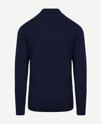 King essentials the michael halve rits pull merino donkerblauw | Regular-fit
