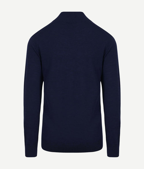 King essentials the michael halve rits pull merino donkerblauw | Regular-fit