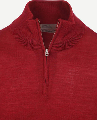 King essentials the michael halve rits pull merino rood | Regular-fit