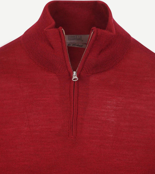 King essentials the michael halve rits pull merino rood | Regular-fit