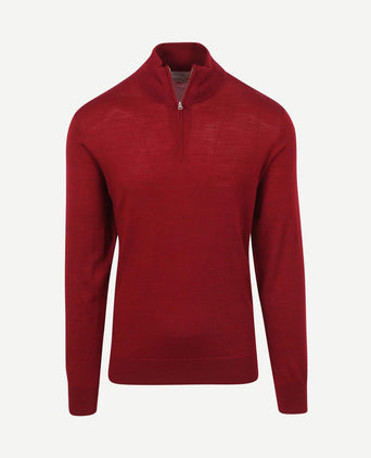 The michael halve rits pull merino rood