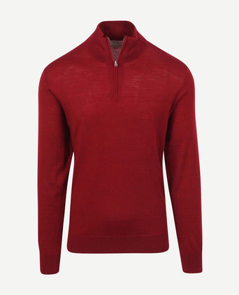 The michael halve rits pull merino rood