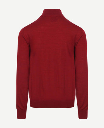 King essentials the michael halve rits pull merino rood | Regular-fit