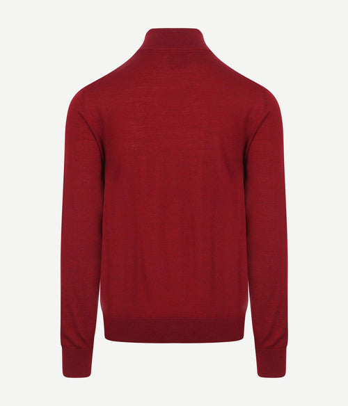 King essentials the michael halve rits pull merino rood | Regular-fit