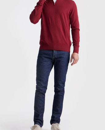 King essentials the michael halve rits pull merino rood | Regular-fit