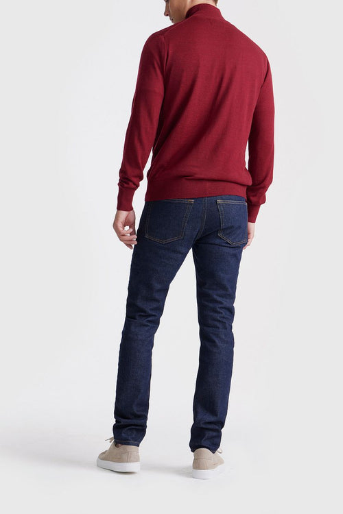 King essentials the michael halve rits pull merino rood | Regular-fit