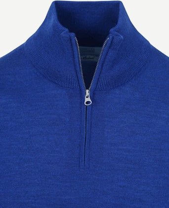 King essentials the michael halve rits pull merino royal blauw | Regular-fit