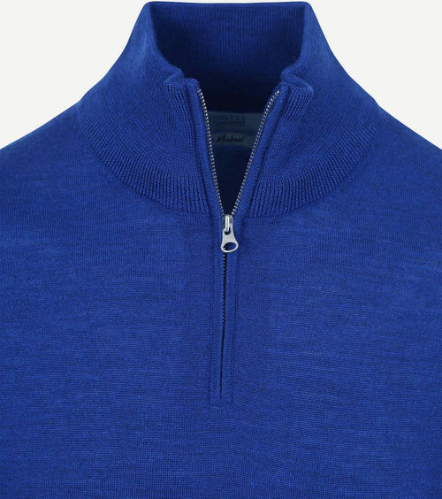 King essentials the michael halve rits pull merino royal blauw | Regular-fit