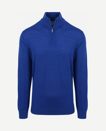 The michael halve rits pull merino royal blauw