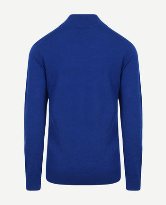 King essentials the michael halve rits pull merino royal blauw | Regular-fit