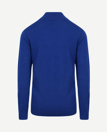 The michael halve rits pull merino royal blauw
