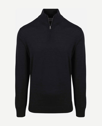 The michael halve rits pull merino zwart