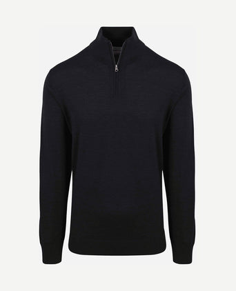 The michael halve rits pull merino zwart