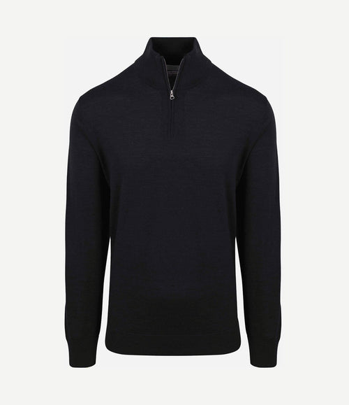 The michael halve rits pull merino zwart