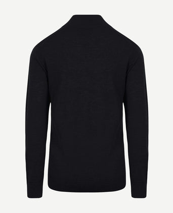 King essentials the michael halve rits pull merino zwart | Regular-fit
