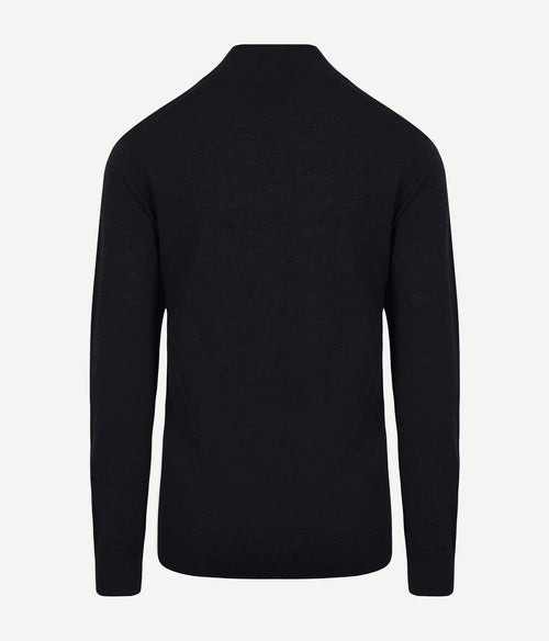 King essentials the michael halve rits pull merino zwart | Regular-fit