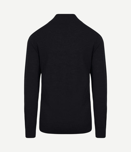The michael halve rits pull merino zwart