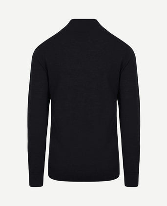 The michael halve rits pull merino zwart