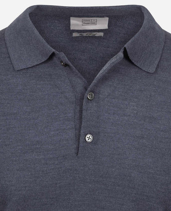 King essentials the robert long sleeve poloshirt merino antraciet