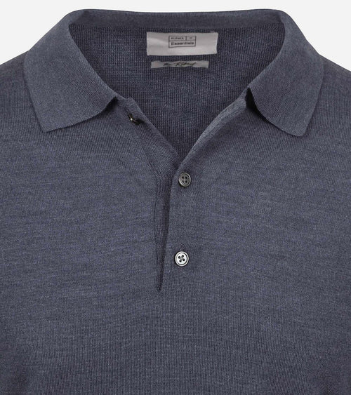 King essentials the robert long sleeve poloshirt merino antraciet