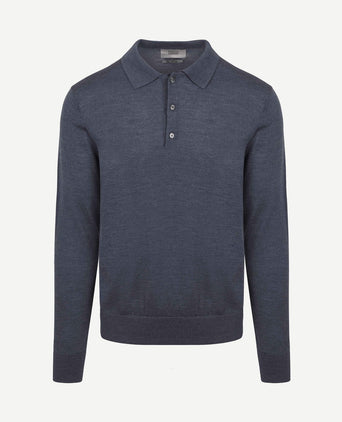 The robert long sleeve poloshirt merino antraciet