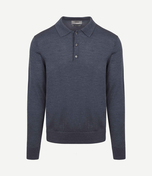The robert long sleeve poloshirt merino antraciet