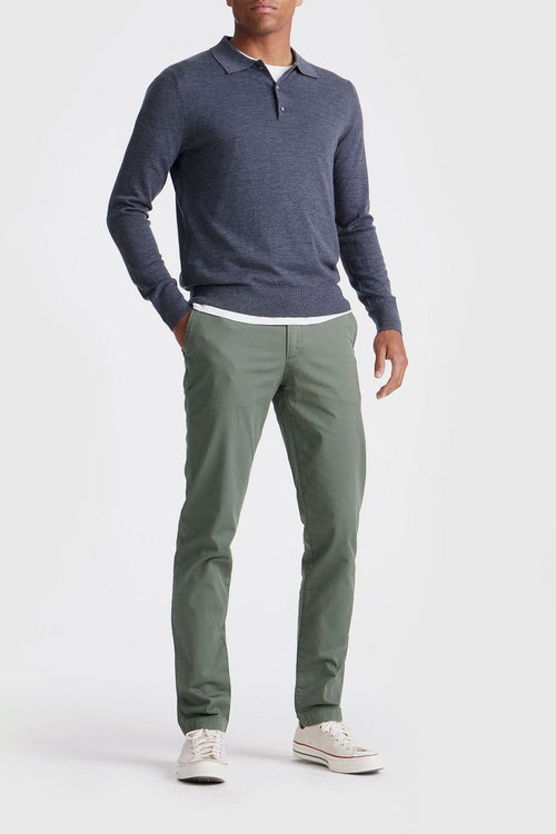 King essentials the robert long sleeve poloshirt merino antraciet