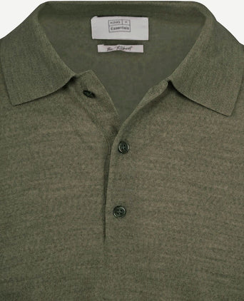 King essentials the robert long sleeve poloshirt merino army groen