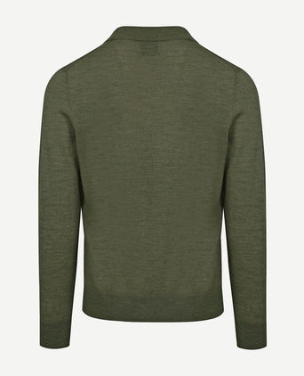 King essentials the robert long sleeve poloshirt merino army groen