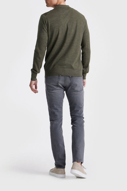 King essentials the robert long sleeve poloshirt merino army groen