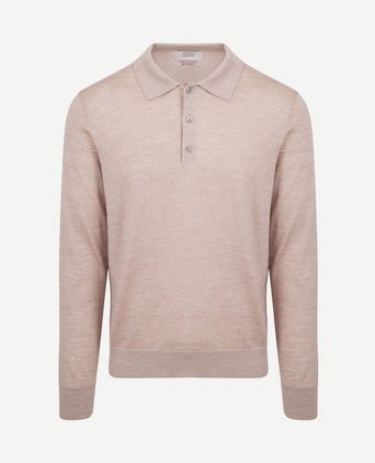 The robert long sleeve poloshirt merino beige