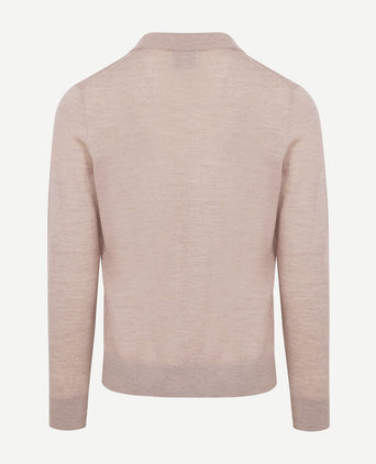 King essentials the robert long sleeve poloshirt merino beige