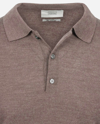 King essentials the robert long sleeve poloshirt merino bruin