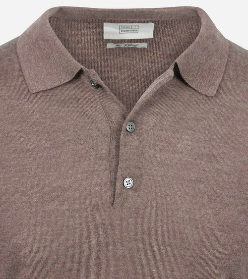 King essentials the robert long sleeve poloshirt merino bruin
