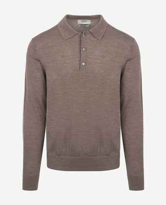 King essentials the robert long sleeve poloshirt merino bruin