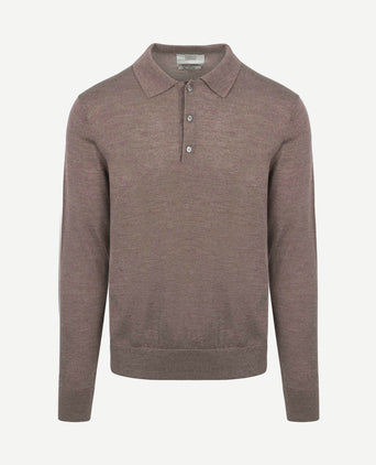 The robert long sleeve poloshirt merino bruin