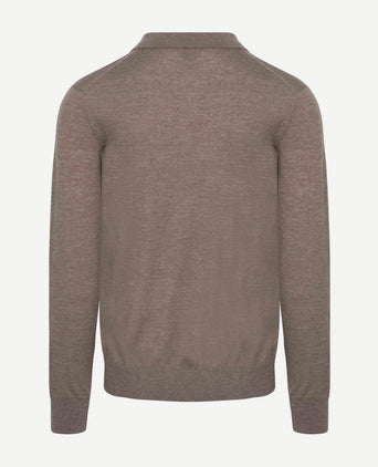 King essentials the robert long sleeve poloshirt merino bruin