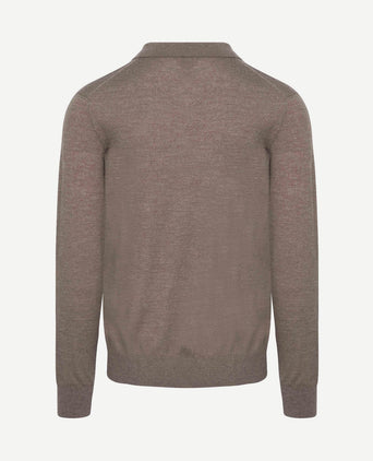 The robert long sleeve poloshirt merino bruin