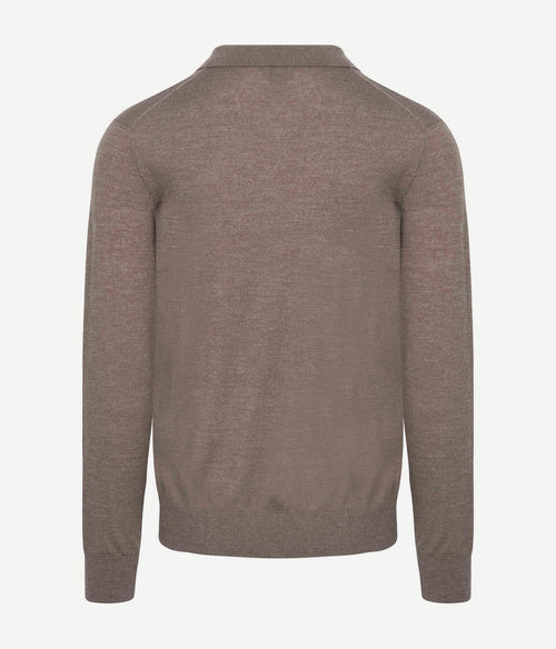 King essentials the robert long sleeve poloshirt merino bruin