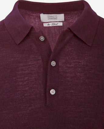 King essentials the robert long sleeve poloshirt merino burgundy