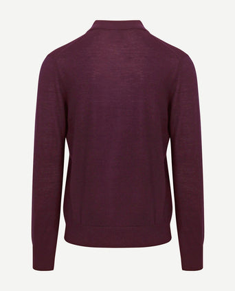 King essentials the robert long sleeve poloshirt merino burgundy