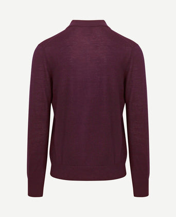The robert long sleeve poloshirt merino burgundy