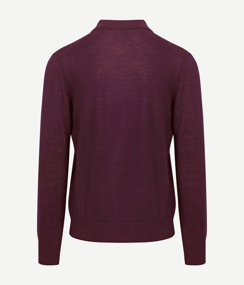 King essentials the robert long sleeve poloshirt merino burgundy