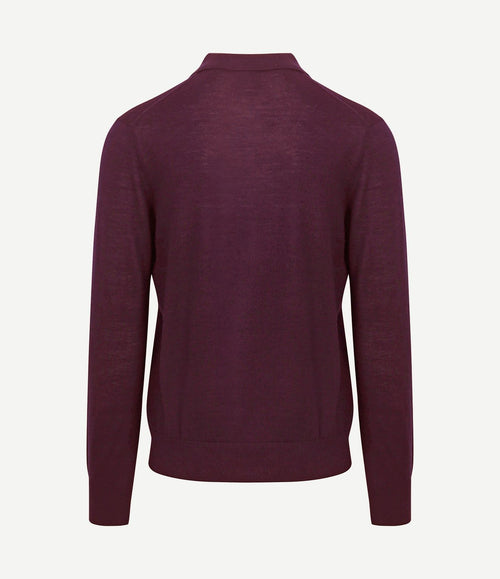 The robert long sleeve poloshirt merino burgundy