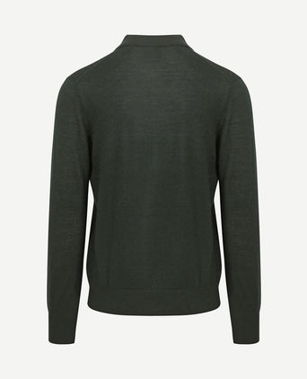 The robert long sleeve poloshirt merino donkergroen