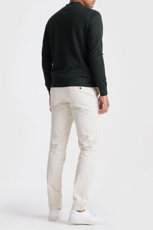 King essentials the robert long sleeve poloshirt merino donkergroen