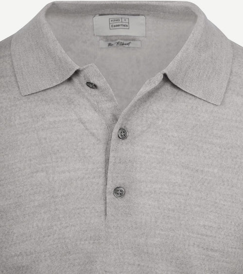 King essentials the robert long sleeve poloshirt merino grijs