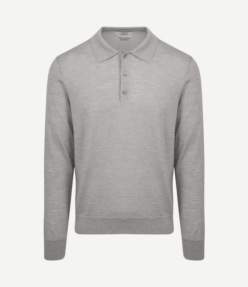 The robert long sleeve poloshirt merino grijs