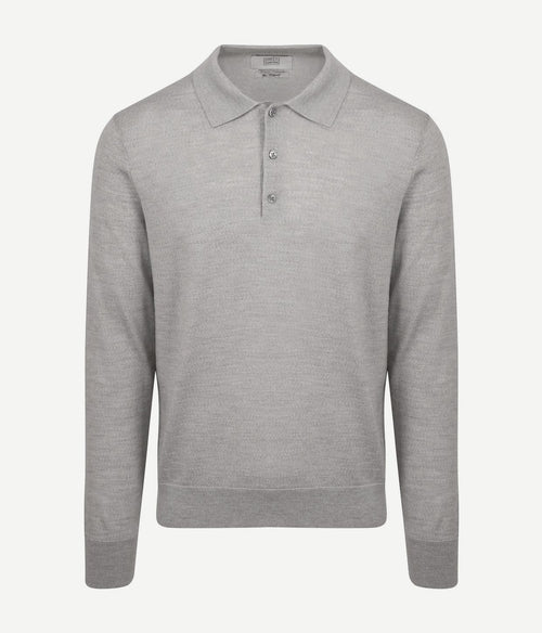 King essentials the robert long sleeve poloshirt merino grijs