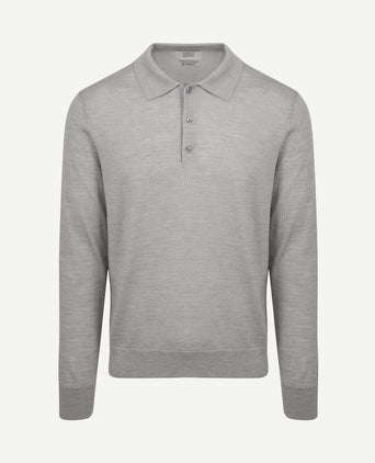 The robert long sleeve poloshirt merino grijs